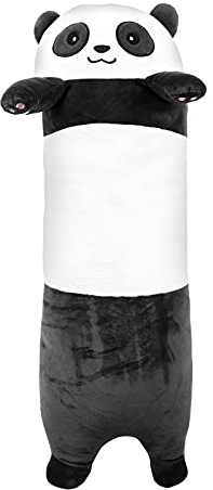 JIAHG Almohada de Peluche Larga Panda Suave, 80 cm x 7 cm x 27.559 cm, Lavable, Dibujo Animado, Multifuncional, Apoyo Lumbar, Viajar, Niño