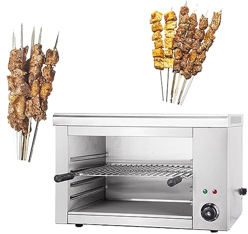 CYTBEK Elektrischer Salamander-Ofen, kommerzieller thermostatisch gesteuerter Elektroofen, 2200 W verstellbares Gitter, Küchengerät, Edelstahl-Broiler-Kotelett-Steak-Ofen für Pizza, Brathähnchen