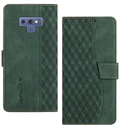 Radoo Handyhülle für Samsung Galaxy Note 9 Hülle Leder für Klappbar PU Leder Tasche Flip Wallet Stoßfeste Case Schutzhülle Klapphülle für Galaxy Note 9 Hülle Lederhülle (Grün)