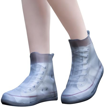 Adorila Waterproof Silicone Shoe Covers, Unisex Adult, Reusable Rain & Mud Protectors for Sneakers, Grey, Size 2XL