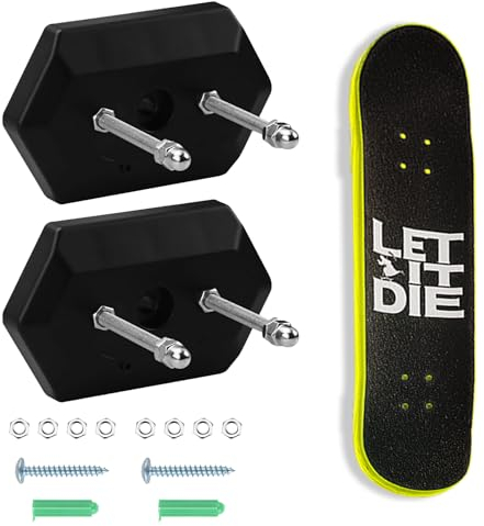 hoeslaw Skateboard-Wandhalterung, Premium-Skateboard-Deck-Aufhänger, Snowboard-Deck-Rack, Longboard-Aufbewahrung, horizontal und vertikal, Schwebeeffekt, 2 Stück, Schwarz