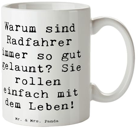 Mr. & Mrs. Panda Tasse Spruch Radsport Glück - Geschenk, gut gelaunt, Freude, Leidenschaft, Bewegung, Kaffeetassen, Wettkampf, Radfahrer, Schöne