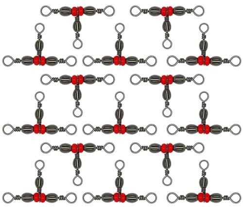 Giros de pesca de tres vías, 100 piezas de conectores giratorios de barril giratorios de triple rodamiento de bolas de metal para pesca al aire libre, 2 x 4#