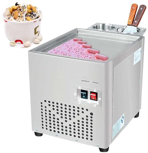 Heladera Instantánea, Helado Roller Maker Pan, Máquina para Hacer Helados Máquina de Yogur Helado de Acero Inoxidable, para Hacer Helados, Maquina Helado Frito