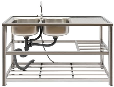 Küchenspüle Edelstahl Küchenspüle Spülbecken Spüle Küche Gastronomie Spüle Mit 1 Waschbecken Spüle 201 Edelstahl 120 * 45 * 80cm für Restaurant