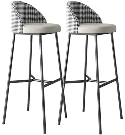 Barstuhl Tresenhocker Barstühle Aus PU-Leder 2er-Set Barhocker Mit Schwarzen Metallbeinen Hoher Barhocker Barstuhl Mit Rückenlehne Bistrohocker Designer Hocker(B,Sitting Height 75cm)