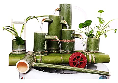 Gartenwasserrad Bambusbrunnen Mit Pumpe, Indoor- / Outdoor-handgefertigte Wasser-Zirkulationsdekorationsverzierungen, Sanfter Splitresistenter Bambus, Um Ihren Eigenen Zen-Brunnen Zu Erstellen,45CM
