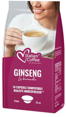 Italian Coffee 96 Capsule Caffè Compatibile con Bialetti Mokespresso (16 unità (Confezione da 6), Caffè Ginseng)