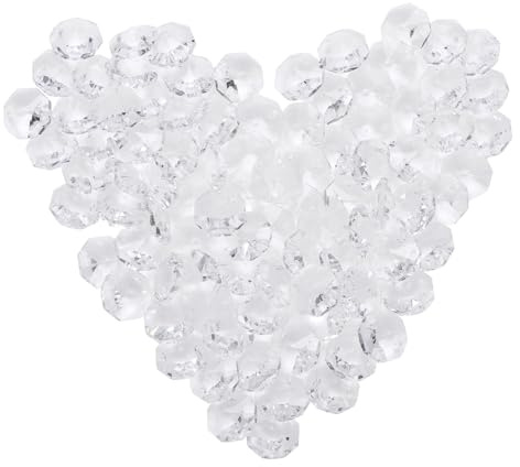 M METERXITY 100-Pack Octagon Beads, White Crystal Suncatcher Beads Prisms Shiny Glass Pendants Beads for Light Lamp Hanging/Jewelry Making/Wedding Decoration DIY Chandelier Beads [0.55]