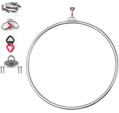 FFYUTING Aerial Hoop Set 85cm/90cm Aerial Lyra Hoop Vollständig auf Festigkeit getestet 200kg /440lbs Einzelpunkt Aerial Dance Zirkusring für Yoga Akrobatik Gymnastik