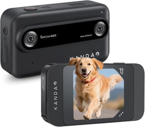KanDao QooCam Ego - Cámara de acción 3D, fotos 8K, video 4K, lente dual, cámara estereoscópica 180 grados, creador de contenido para auriculares VR, gafas AR, negra