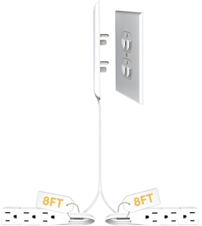 Sleek Socket Original & Patented Ultra-Thin Outlet Concealer With Cord Kit, Flat Extension With Multi Outlets Power Strip, Ideal for Home Improvement, Hide Bulky and Messy Cords