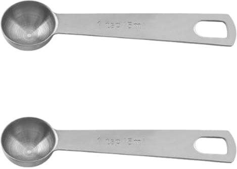 2 Pcs Stainless Steel Tablespoons,Short Handle Measuring Spoons for Tea, Coffee, Soup, Sugar (1/3 Tbsp, 5ml, 5cc, 1/6 Oz)
