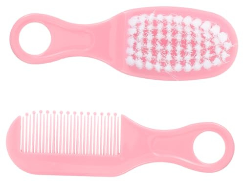 Babyhaarbürste Rosa für Massagekamm und Satz in Neugeborene | 1 Satz aus Kunststoff, Sanftes Antistatisches Design, Glatt zu Verwenden, für Pflege Empfindlicher Kopfhaut