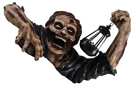 Kisangel Creeper Zombie Lantern Halloween Props Resin Craft Statue Garden Skeleton Decoration for Halloween