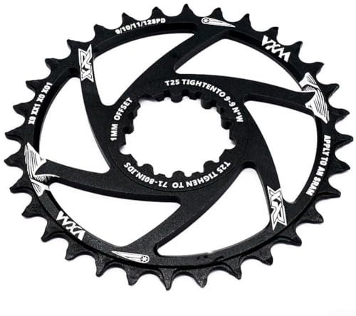 CNANRNANC Plato de bicicleta de aleación de aluminio 32T/34T/36T/38T Disco ovalado para ciclismo de una sola velocidad para manivela GXP Cadena de 8-12 velocidades Disco de plato de una sola velocidad