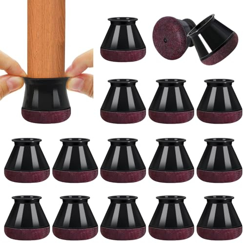 16x Chair Leg Floor Protectors – Silicone Chair Leg Protectors for Hardwood Floors, Non-Slip & Noise-Reducing Furniture Leg Covers with Reinforced Felt Bottom, Floor Protection Caps (Fit:0.75-1 inch)