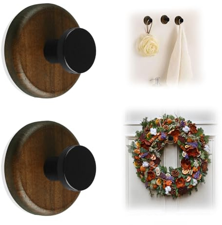 MOROBOR 2 ganchos impermeables con ventosa, colgador de ventosa extraíble, Percha para coronas gancho de madera para toallas de cocina, estante autoadhesivo para baño, cocina, entrada