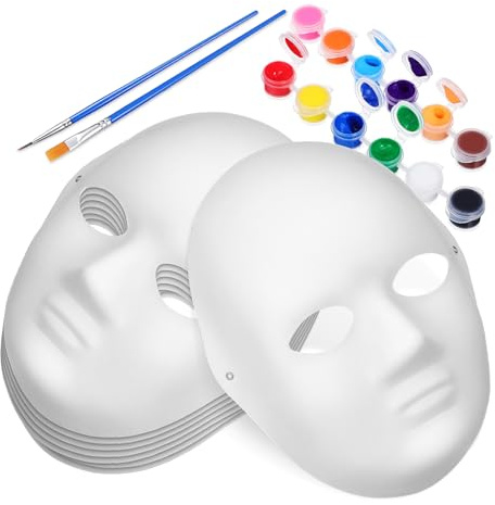 FUNNETOYU 1satz Papiermasken Für Leere Masken Bemalen Mit Farben Und Pinseln Für Fasching Und Kreative Bastelstunden Mit Freunden