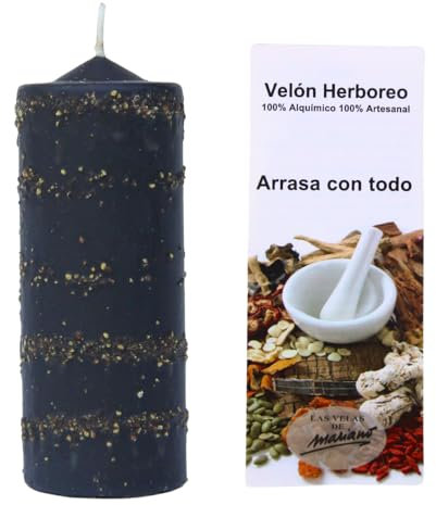 Candela Arrasa con Tutto Ritualizzata – Rompe Lavori Magici, Corte di Stregoneria, Pulizia Energetica – Candela Esoterica Artigianale con Erbe e Oli – Protezione Spirituale – Le Candele di Mariano