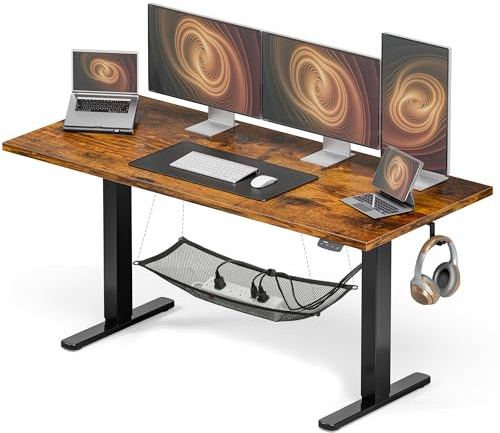 Acrolix 63x24 Electric Standing Desk with Cable Net, Rustic Brown