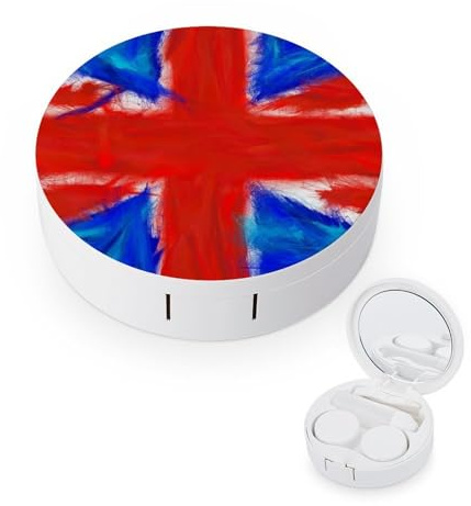 fkgvwo Contact Lens Container Union Jack Travel Contact Lens Box with Mirror Tweezers Solution Bottle