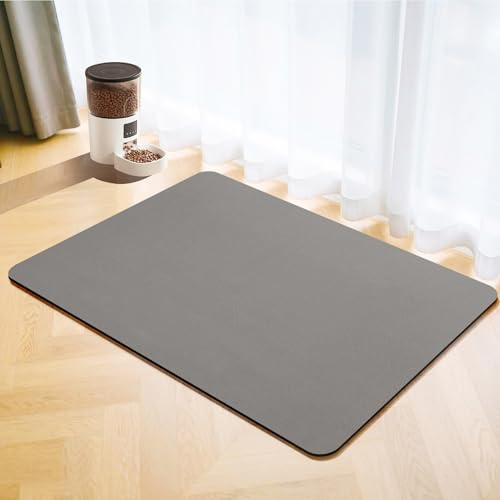 Napfunterlage Hund Katzen,Hundenapf-Unterlage rutschfest Hundenapf Matte,Schnelltrocknend Katzen Futtermatte,Saugfähig Futternapf Unterlage für Haustier Futter und Wassernäpfe (Grau, 43x80cm)