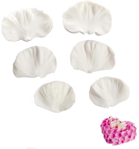 6 Stück Blütenblatt Silikonformen, Fondant Ausstecher Set für Hortensie, Pfingstrose & Mohn, Blumen Mold Backzubehör für Kekse, Kuchen & Zuckerdekor, Lebensmittelecht (Weiß)