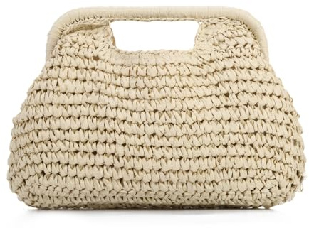 LHHMZ Women Straw Dumpling Clutch Bag, Woven Straw Clutch Handbag, Summer Beach Crossbody Shoulder Bag for Vacation Travel