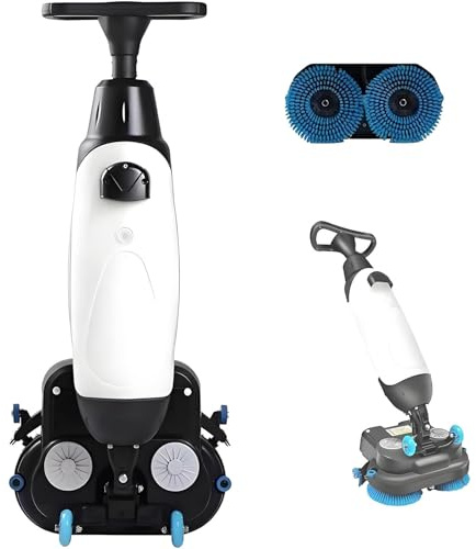Commercial Floor Scrubber - Multi-Functional Buffer Polisher Machine with Dual Brushes, 17” Cleaning Width for Deep Cleaning Tile and Grout, Coverage 13000 Sqft/H