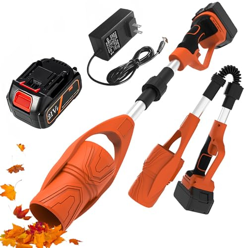 Souffleur de feuilles sans fil, 21 V sans balais avec batterie de 3000 mAh et chargeur, 63 m/s puissant souffleur électrique pour feuilles, poussière, débris et neige