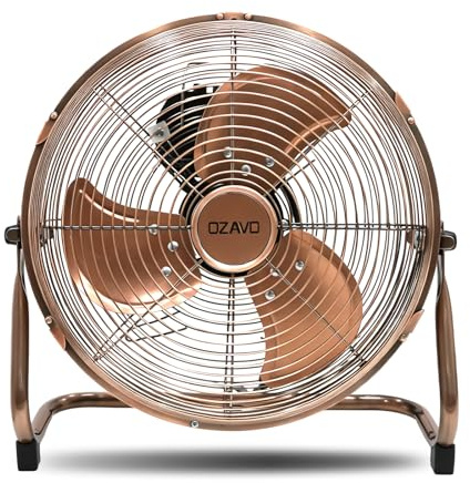 OZAVO Standventilator, Windmaschine ⌀45 cm mit 3 Laufgeschwindigkeiten, Bodenventilator Power, Tischventilator Metall, Luftkühler, verstellbare Neigungswinkel, Retro
