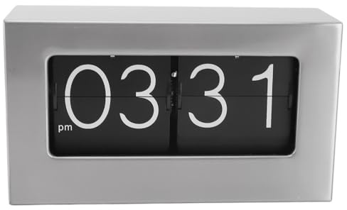 Halearo Automatisk uppfällbar klocka, retrostil, elegant design, digital klocka för hem, vardagsrum, kontor, 304 rostfritt stål, 12 H