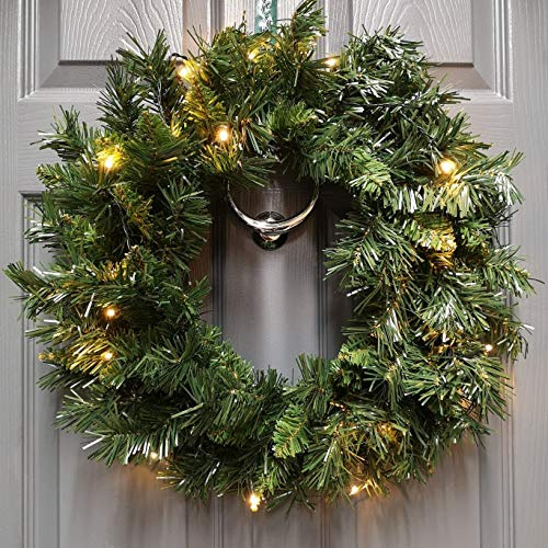 Christmas Light Up LED Door Set - Garland, Wreath and 2 Trees in Gold Pots