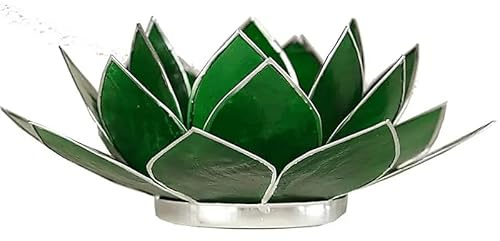 Capiz Lotus Licht grün 3e Chakra Silberrand - 13.5 cm