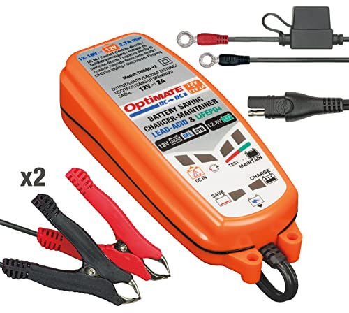 OptiMate DC-DUO 12V Batterielade- & Wartungsgerät – 6-Stufen, 2A, für Blei-Säure & LiFePO4 – ohne Netzstrom, wetterfest, Orange