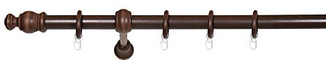 ondeco Gardinenstange Holz 28mm 1-lauf Komplettgarnitur Vorhangstange Nussbaum 120 cm