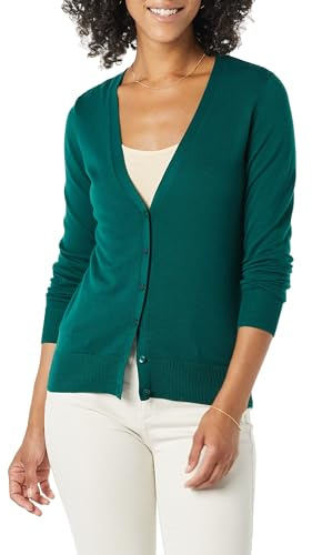 Amazon Essentials Women's Lightweight Cardigan Sweater, Dark Green, Small