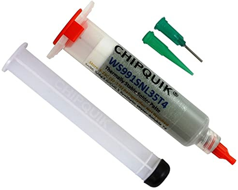 Chip Quik WS991SNL35T4 Thermally Stable Solder Paste WS (Water-Soluble) Sn96.5/Ag3.0/Cu0.5 T4 (35g syri