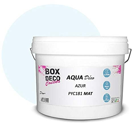 BOX DECO COULEURS Aqua Deco - Pintura de pared acrílica con aspecto mate (10 L), color azul
