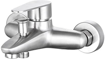 Stainless Steel Wall Mount Tub Faucet Bathroom Shower Mixer High Flow Sink Faucets, Two Spout Manual Control Valve Switch Tap