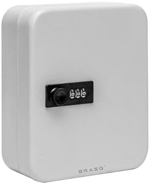 BRASQ Schlüsselkasten KC300 aus Metall, Abschließbar, Grau, großer Schlüsselschrank mit 20 Haken, Schlüsselbox mit Zylinderschloss