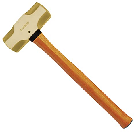 WEDO Fäustel Vorschlaghämmer Kopfgewicht 2500g, mit Holzgriff, Funkenfrei Schwerlasthammer, Abbruchhammer, Stemmhammer，Großer Hammer, BAM & FM Zertifikat, Beryllium Kupfer, Länge 700mm, 2.5kg