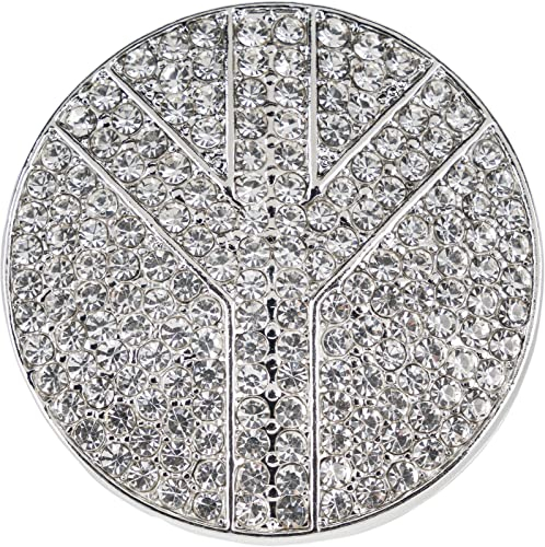 styleBREAKER Damen Runde Magnet Schmuck Brosche mit Peace Symbol und Strass für Schals, Tücher, Ponchos 05050110, Farbe:Silber