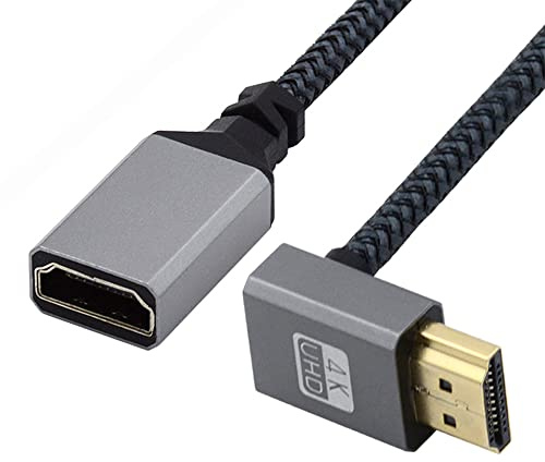 NFHK Cable de extensión HDMI 1.4 tipo A macho a hembra de 90 grados, compatible con HDTV 4K 60Hz 3D