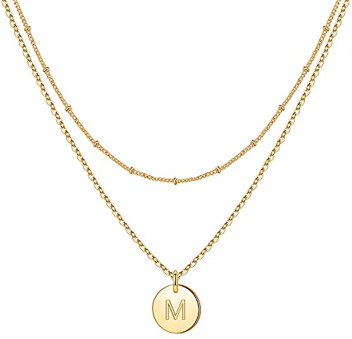 TINGN Weihnachtsgeschenke für Mädchen - Personalisierte Kette Gold Damen Halskette mit M buchstaben Modeschmuck Goldkette Damen Kette Buchstaben,Teenager Mädchen Geschenke 8, 9,11 jahre
