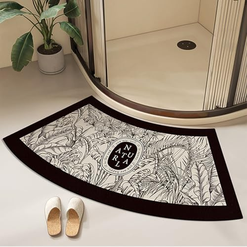 EUPXRHY Curved Shower Mats Grey, Strong Absorbent Curved Bath Mat for Round and Corner Shower, Fast Drying Corner Bath Mat, Rubber Non-Slip Bottom Shower Mat Outside Shower,C,40x100cm