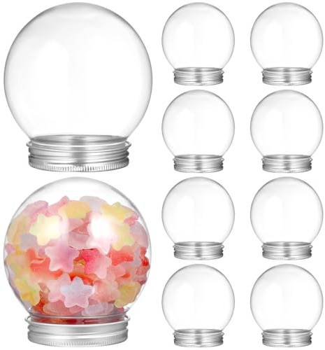 Luxshiny 10 Stück DIY-Schneekugel Weihnachts 270 ML Transparenter Kunststoff Leere Weihnachts-Süßigkeits-Keksdose mit Aluminium-Schraubverschluss für DIY-Basteln Weihnachtsdekoration