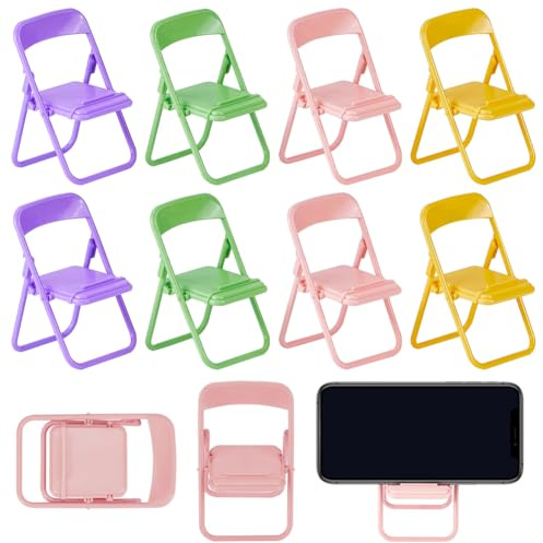 CRASPIRE Mini Silla Plegable Soporte para Teléfono Escritorio Plegable Color Caramelo Perezoso Divertido 8 Pieza 4 Colores Lindo Soporte para Teléfono Móvil Funciones de Múltiples Ángulos