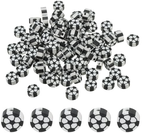 PATIKIL Sportball Perlen, 100 Pack opake Acryl Sport Perlen Ton Fußballperlen Distanz lose Perlen Handwerk für Do-yourself-Halskette Armband Lanyard Ohrring schwarz und weiß